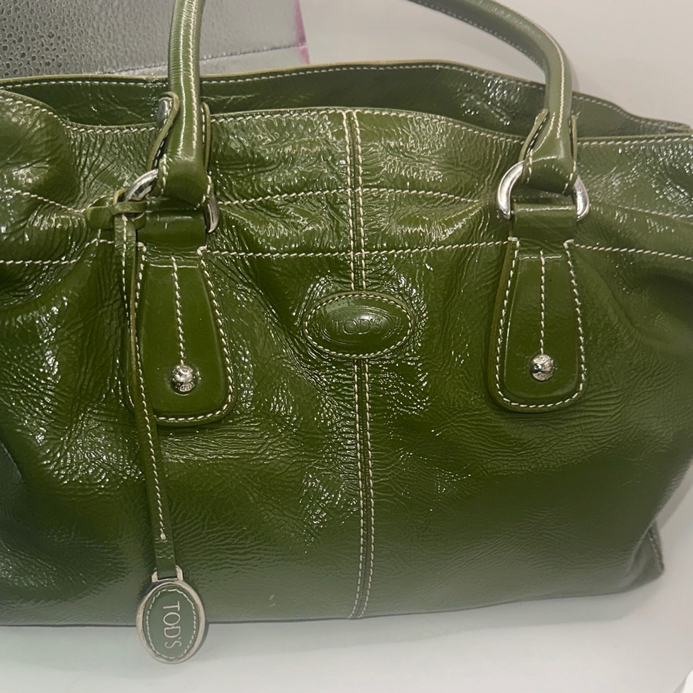 Tod's Olive Green Leather Tote Bagp